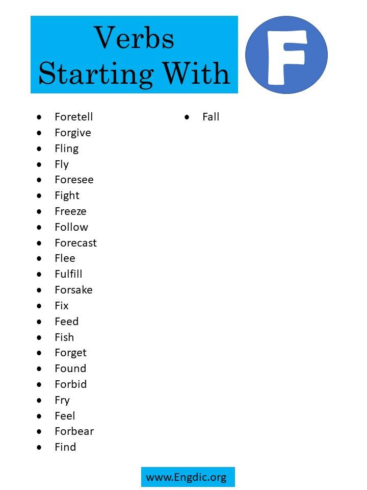 verbs starting with f