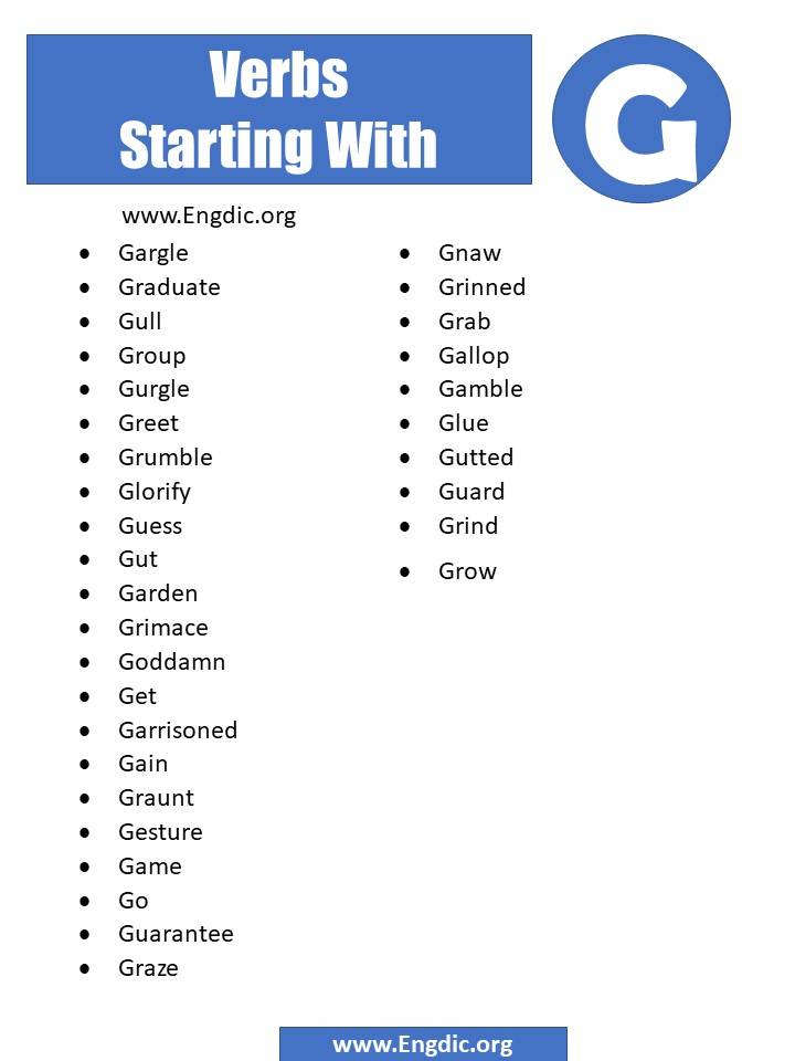 verbs starting with g