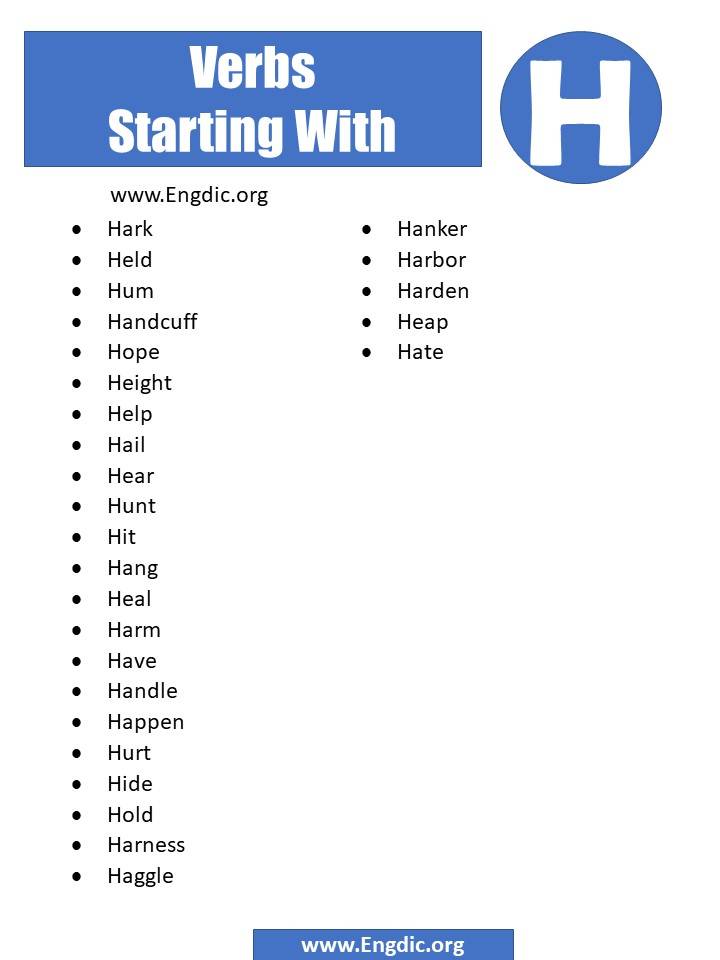 verbs starting with h