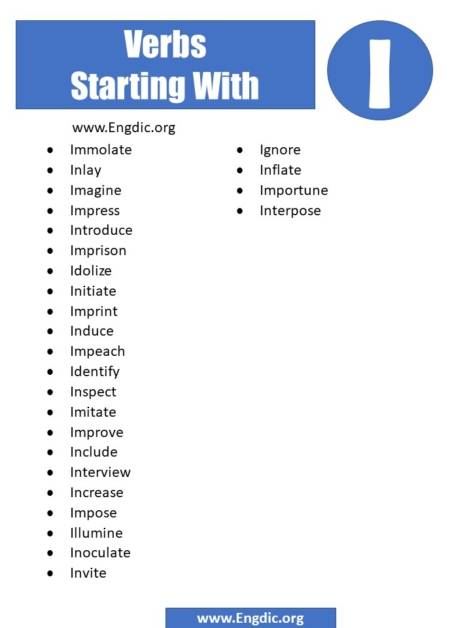 180 Verbs Starting With I Complete List Engdic 8201