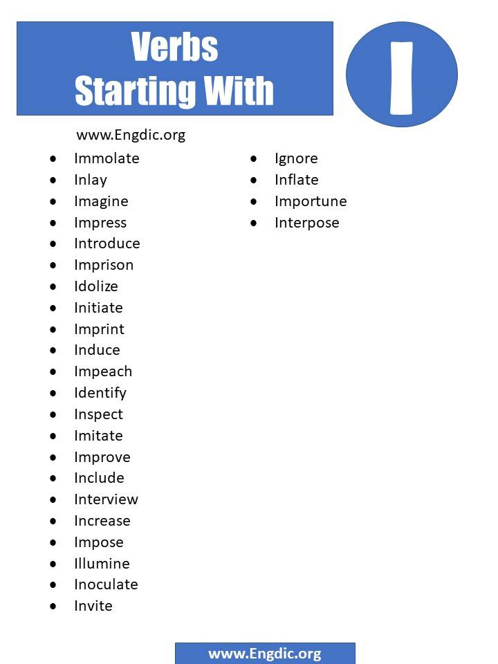 verbs starting with i