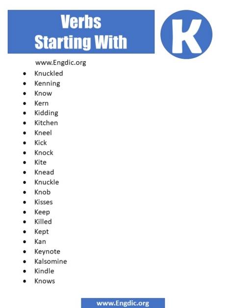 100 Verbs Starting with K (Complete List) - EngDic