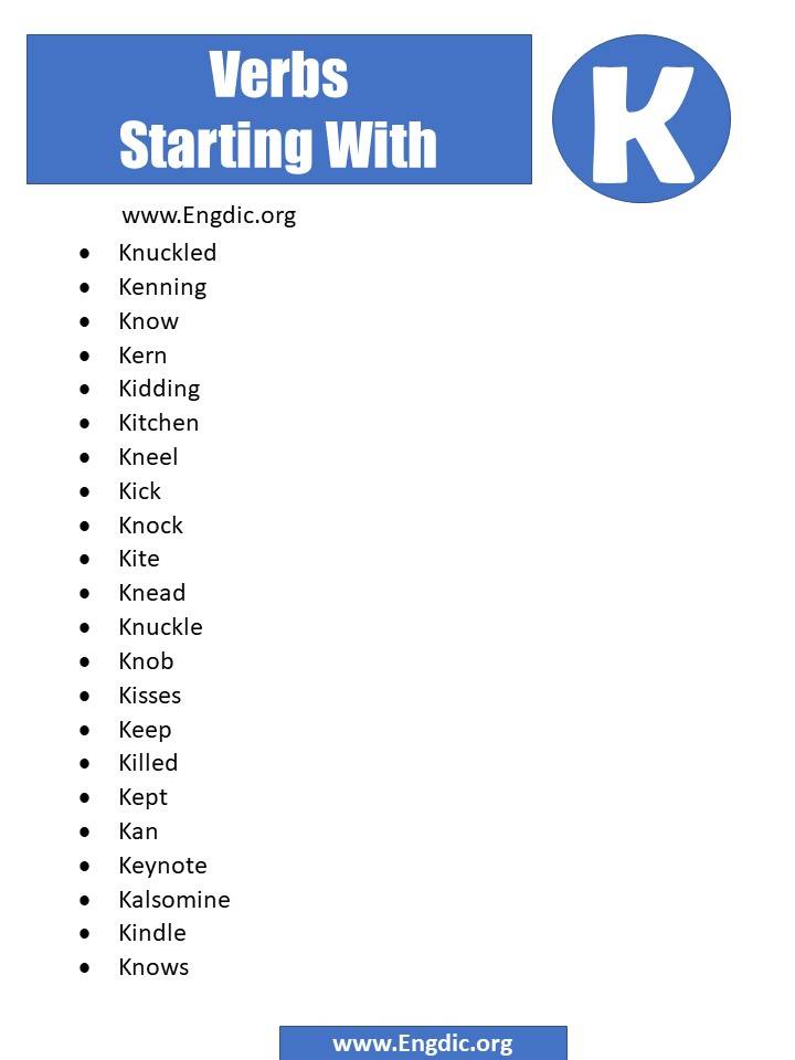 verbs starting with k