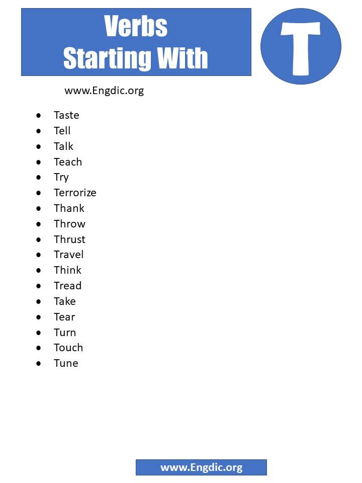 verbs starting with t
