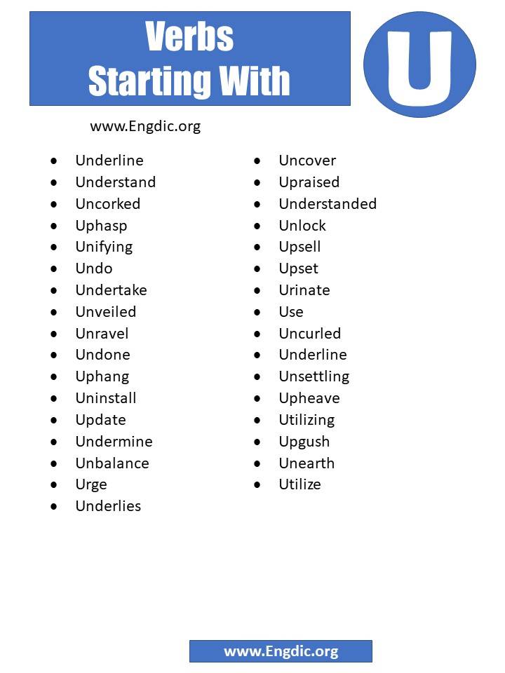 verbs starting with u