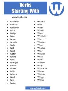 260 Verbs Starting with W (Complete List) - EngDic