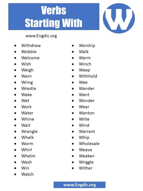 Verbs That Start With W - EngDic