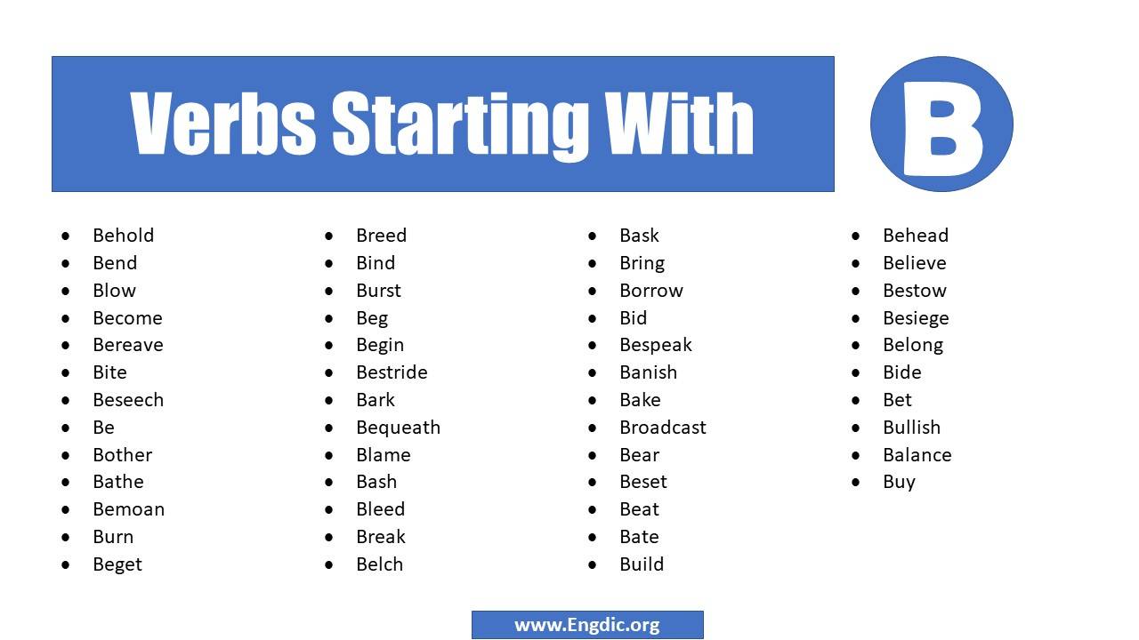 Verbs That Start With B EngDic