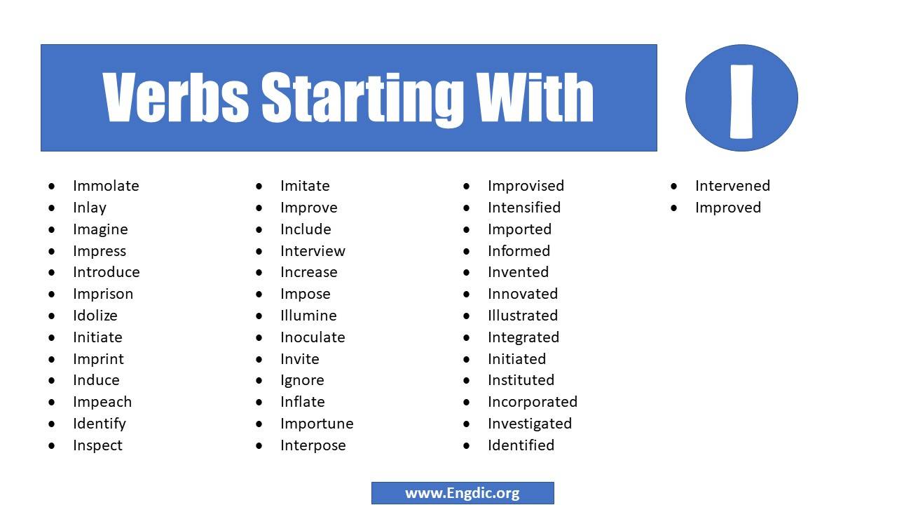  A Verb That Starts With I 250 Verbs That Start With S with 