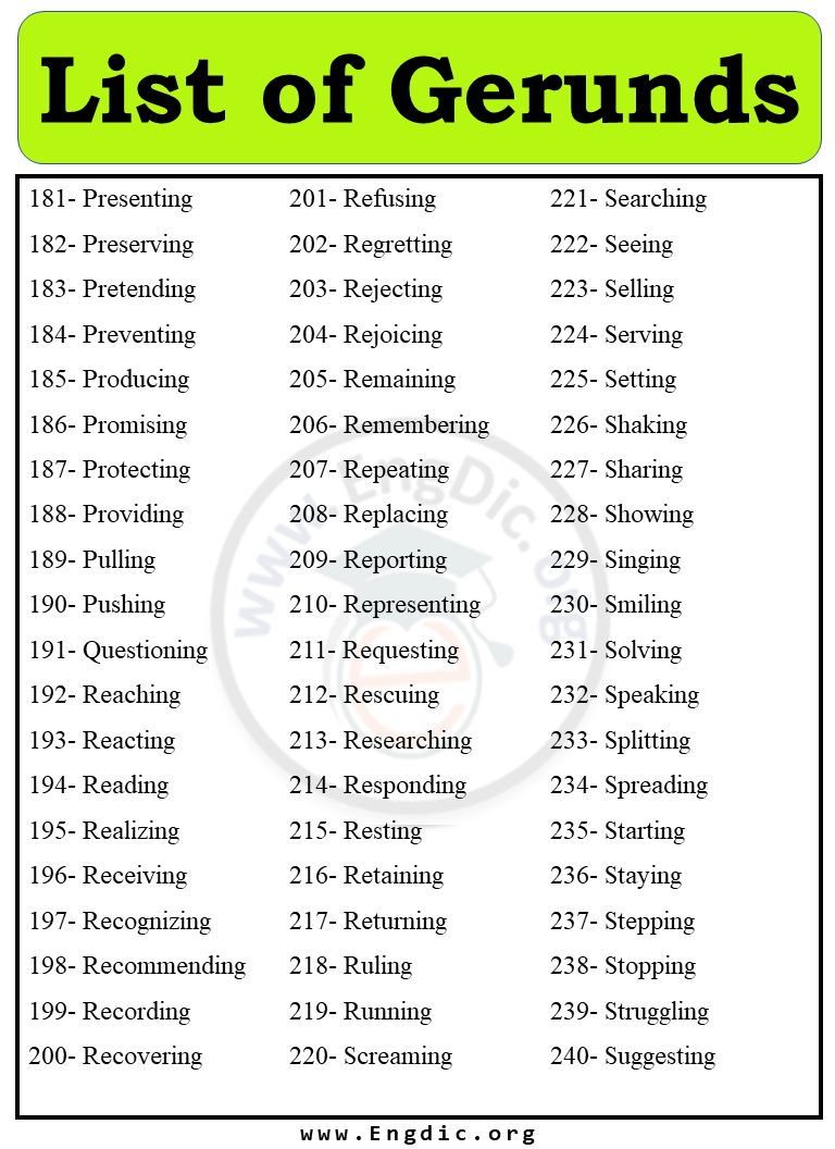 List of Gerunds image 4