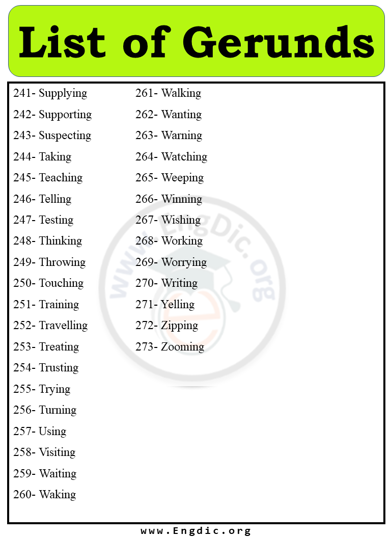 List of Gerunds image 5