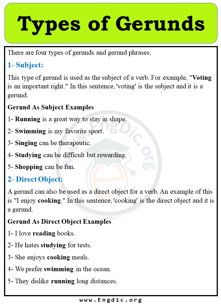 Types of Gerunds