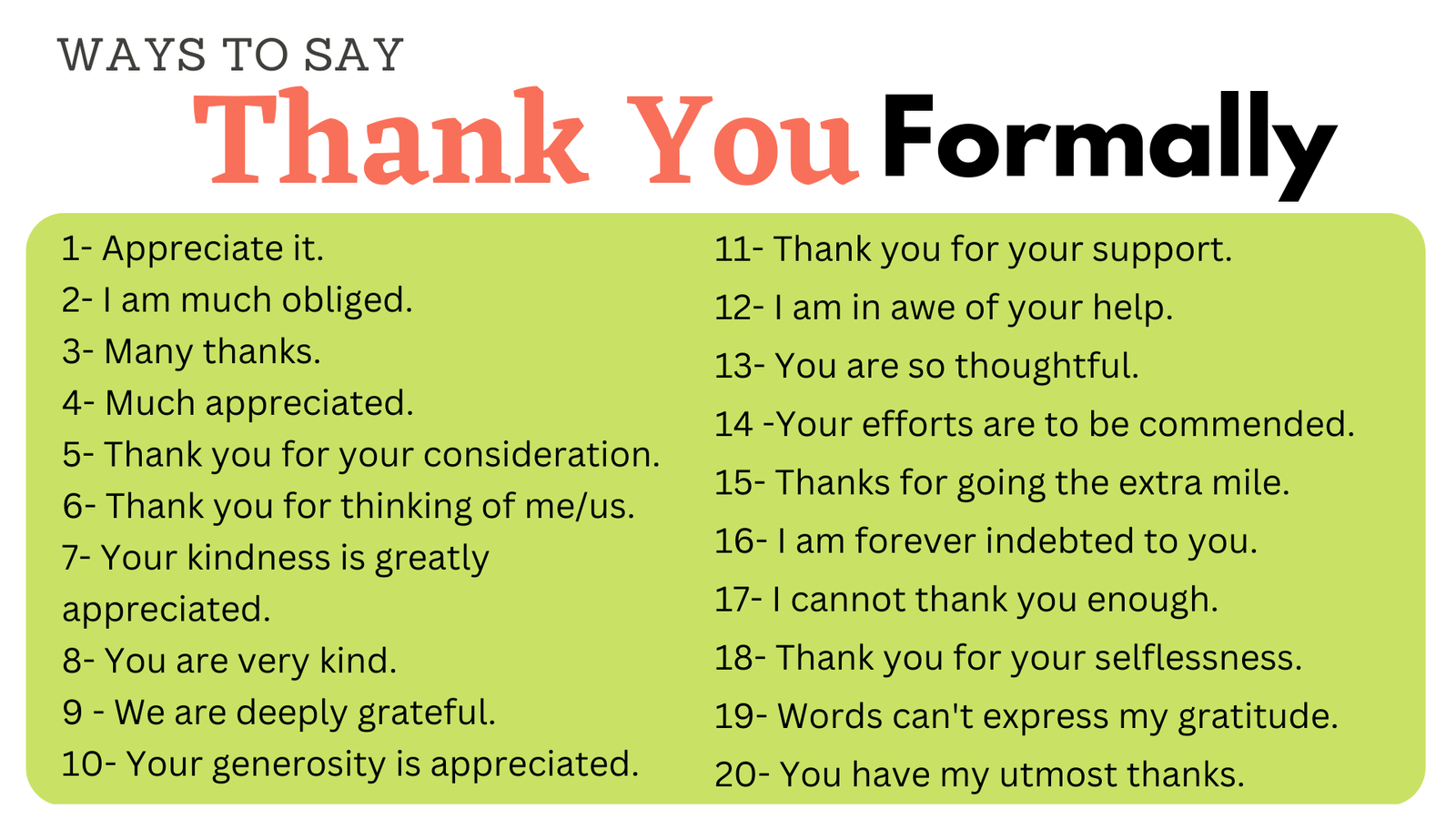 How To Say Thank You Formally In English