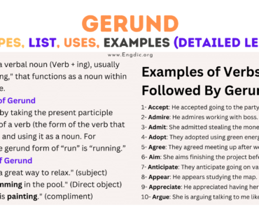 Gerund: Types of Gerunds, Examples of Verbs Followed By Gerund
