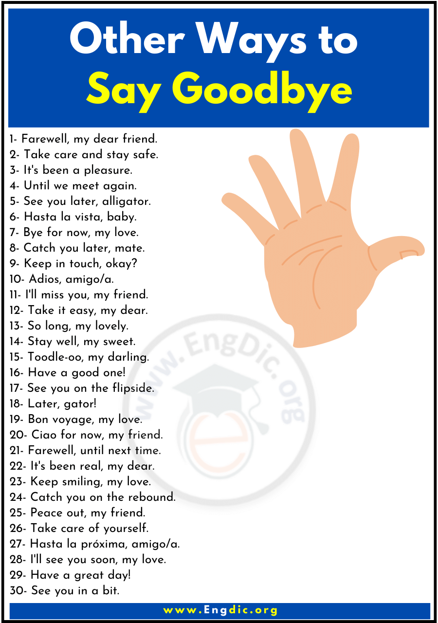 220 Other Ways To Say Goodbye Synonyms Of Goodbye EngDic