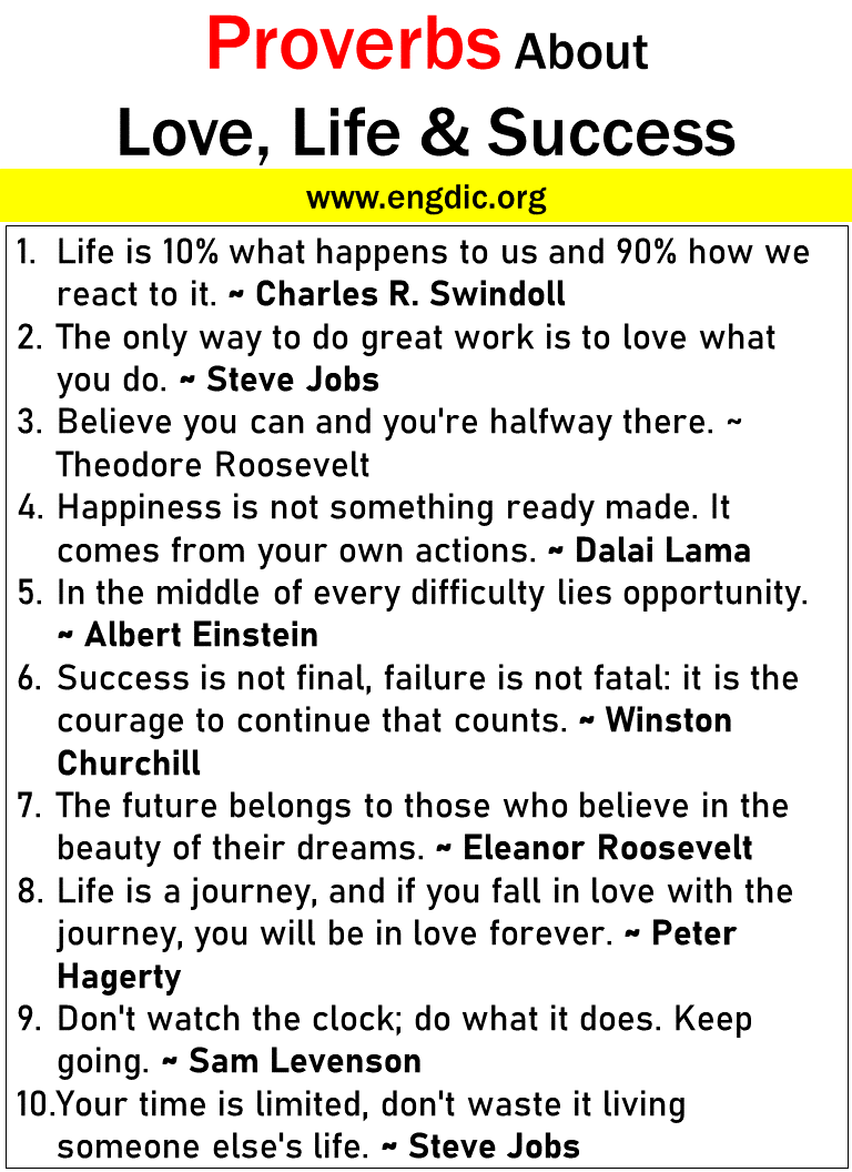 Proverbs About Life Love and Success