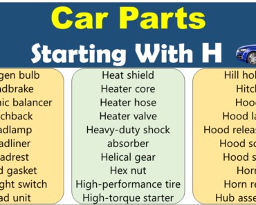 180+ Car Parts That Start With H