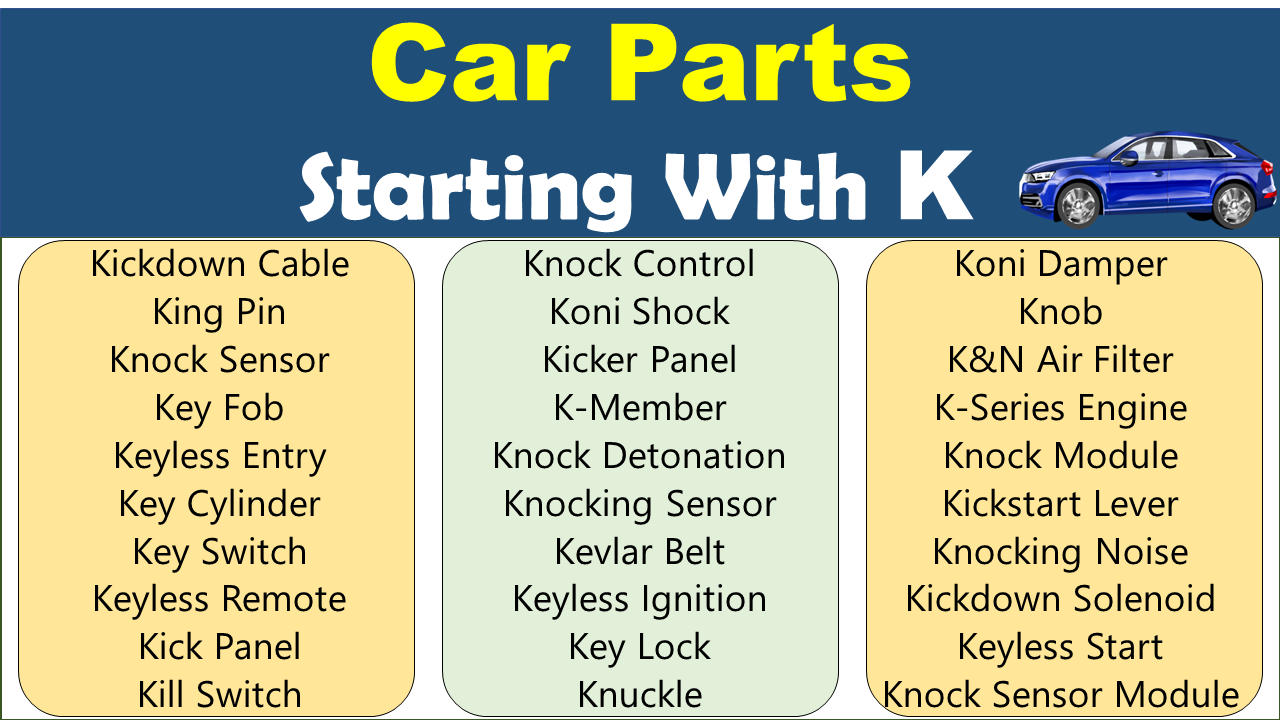 car parts that start with k