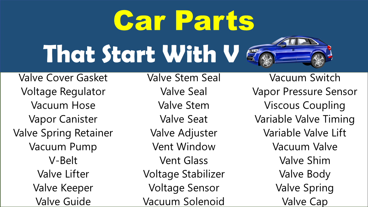 car parts that start with a v