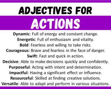 20+ Best Words to Describe Actions, Adjectives for Actions