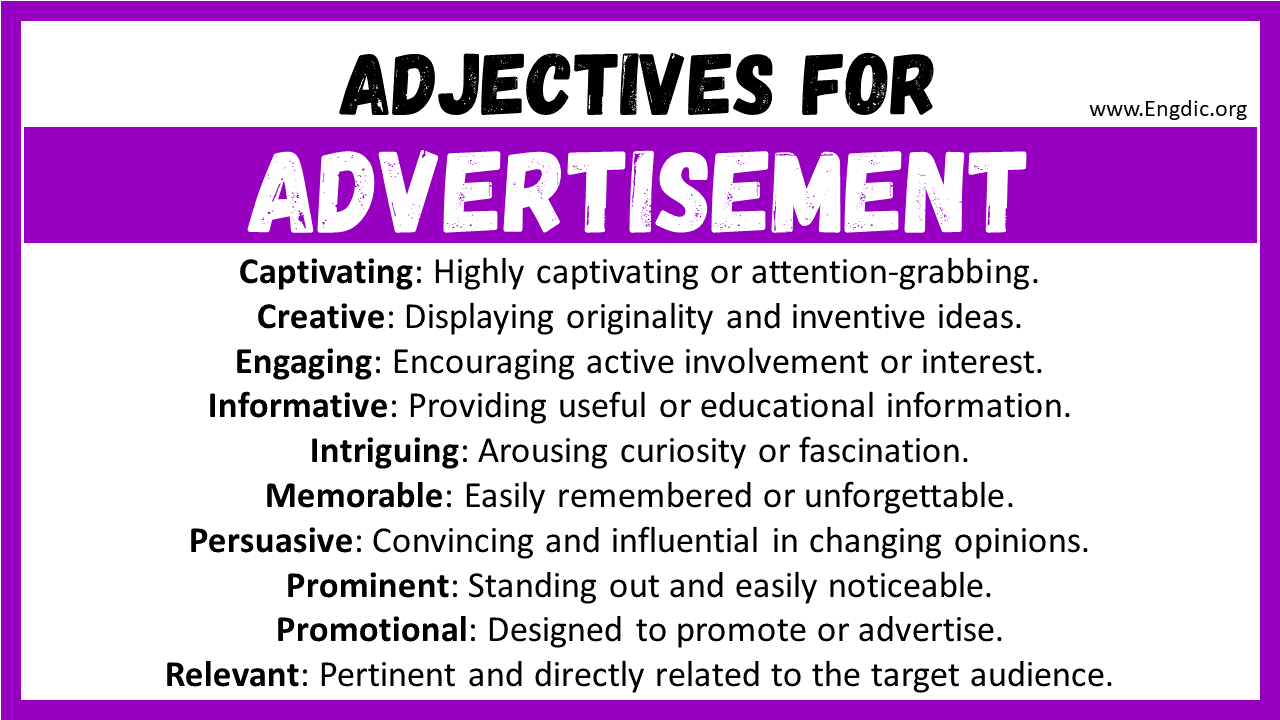 Adjectives for Advertisement
