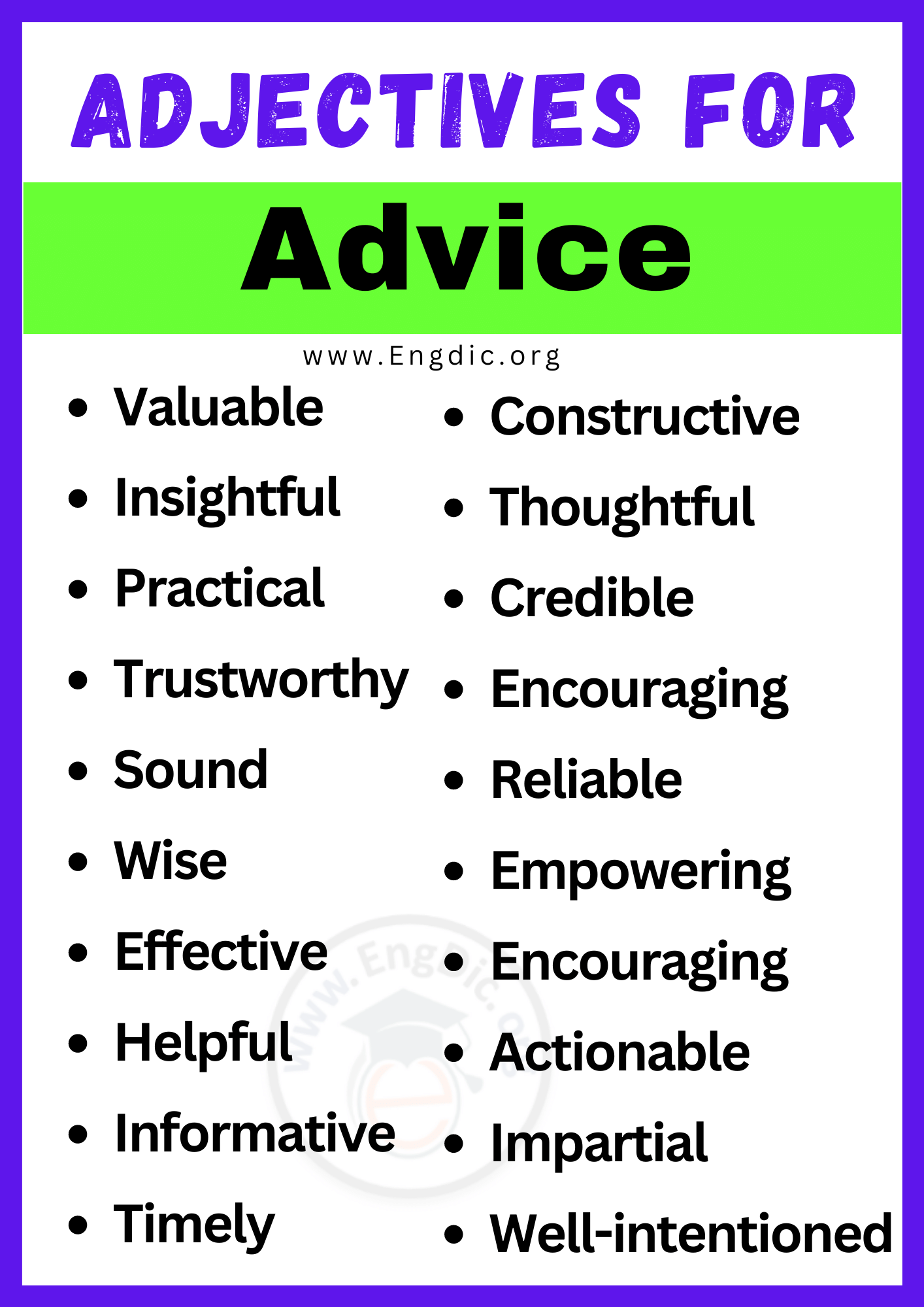 Adjectives for Advice