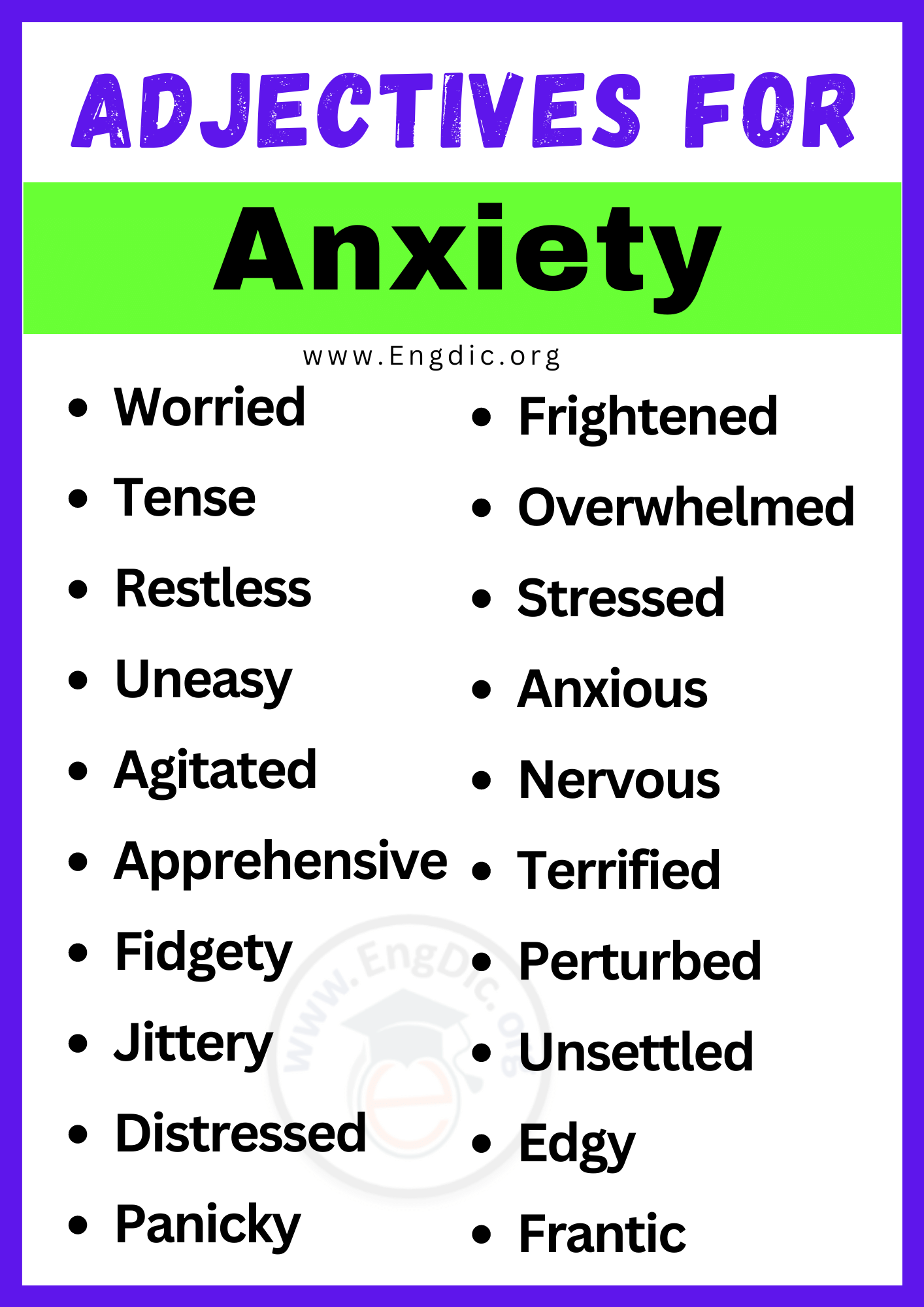 Adjectives for Anxiety