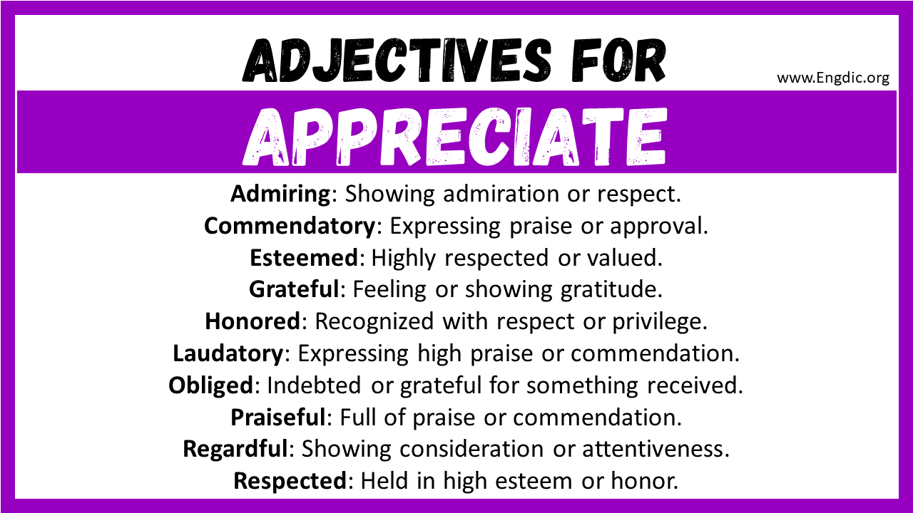 Adjectives for Appreciate
