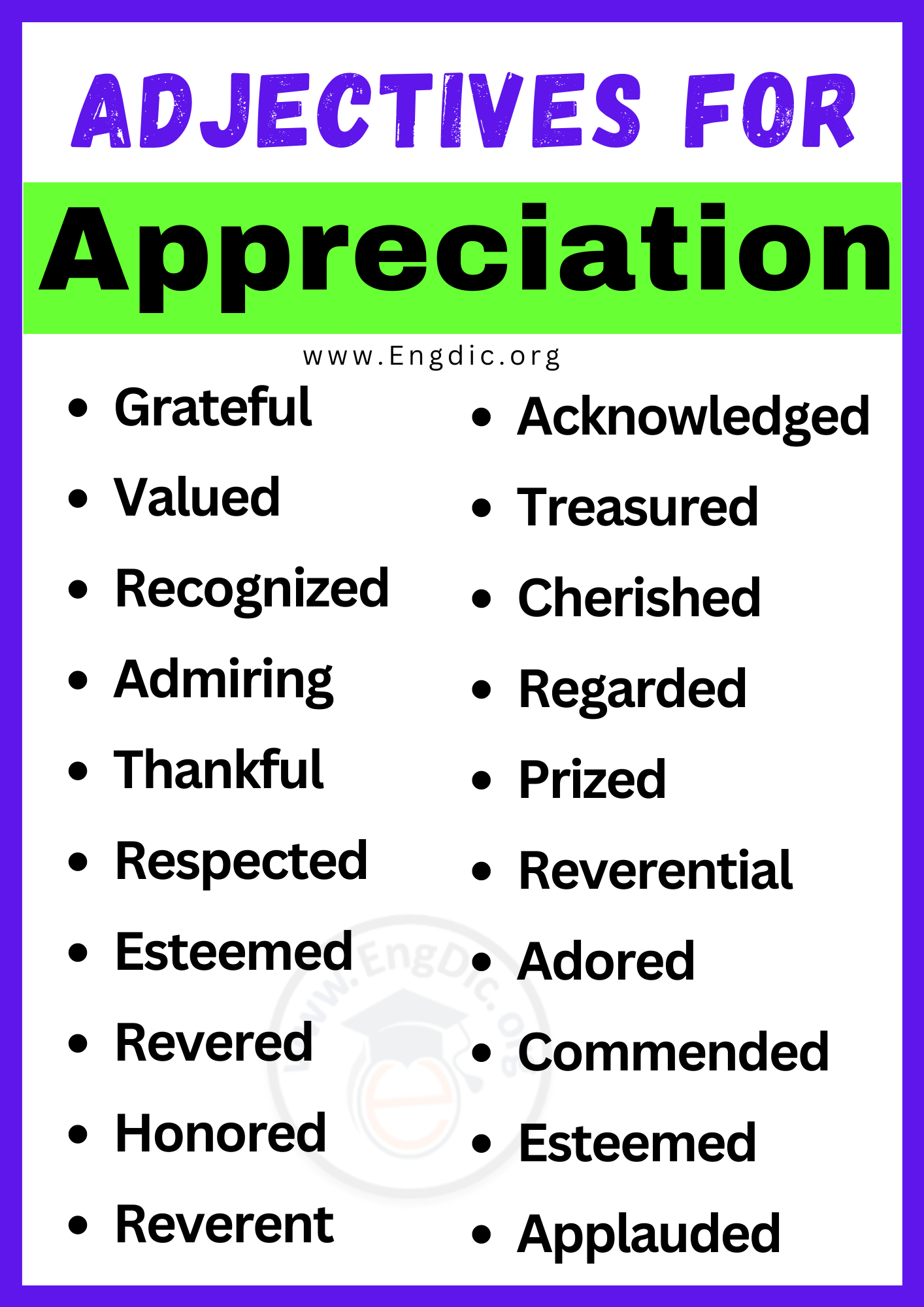 Adjectives for Appreciation