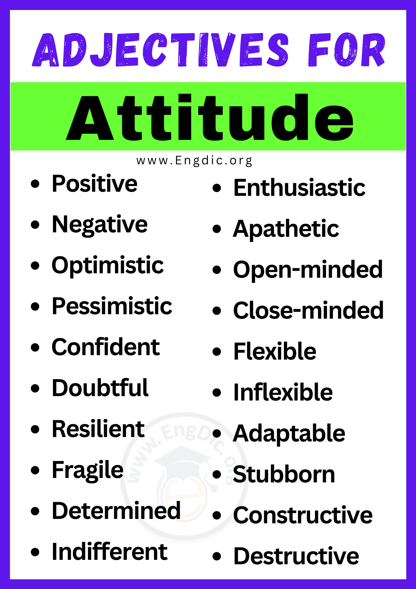 20+ Best Words to Describe Attitude, Adjectives for Attitude - EngDic