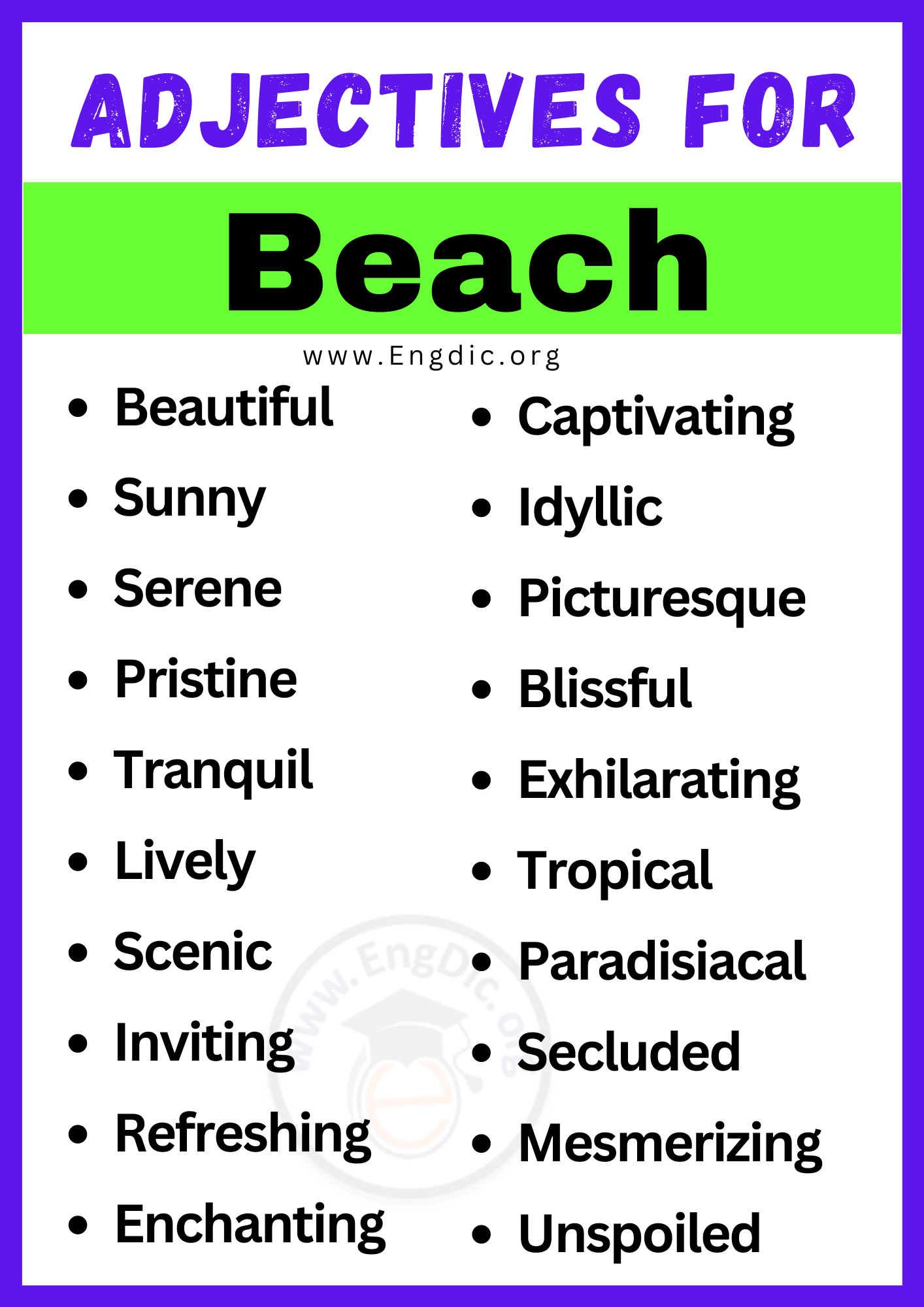 Adjectives for Beach
