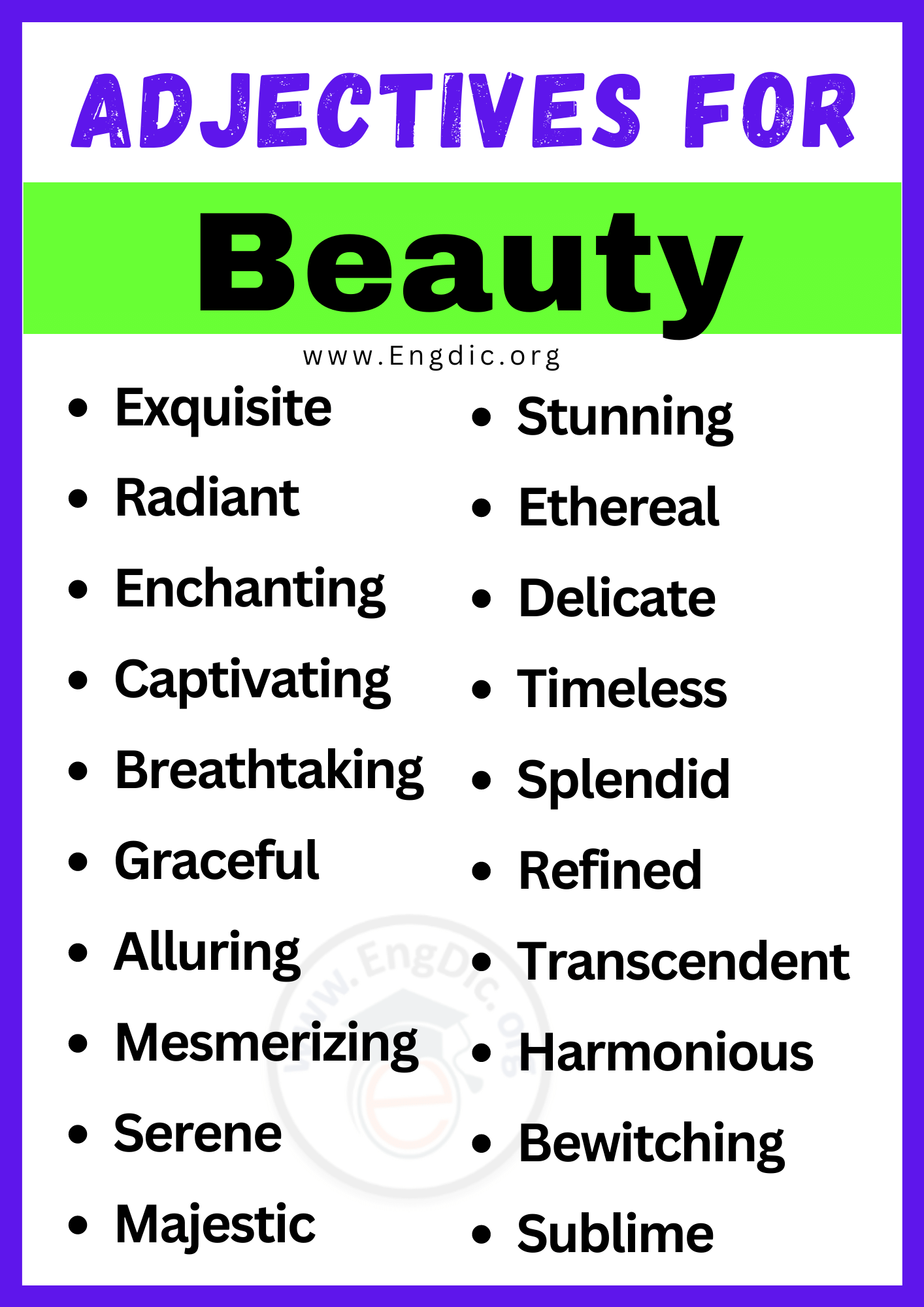 Adjectives for Beauty