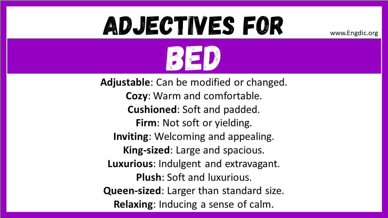 Adjectives for Bed