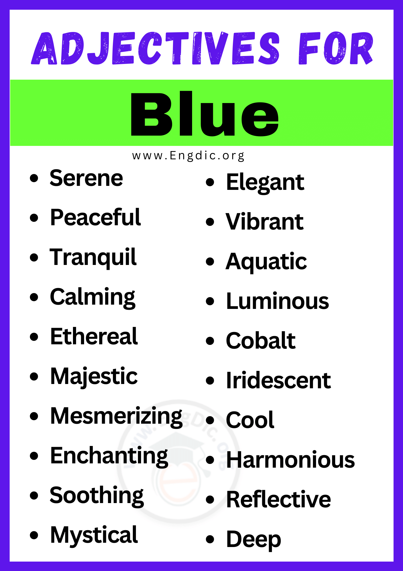 Adjectives for Blue