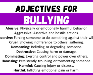 20+ Best Words to Describe Bullying, Adjectives for Bullying