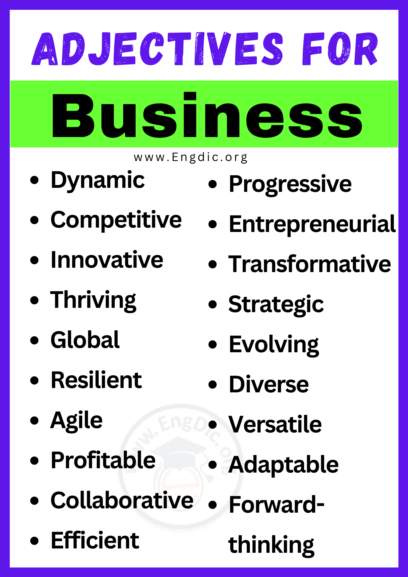 Adjectives for Business