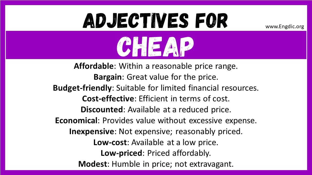 Adjectives for Cheap