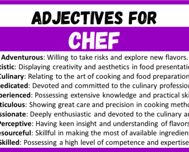 20+ Best Words to Describe Chef, Adjectives for Chef