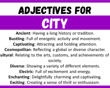 20+ Best Words to Describe City, Adjectives for City