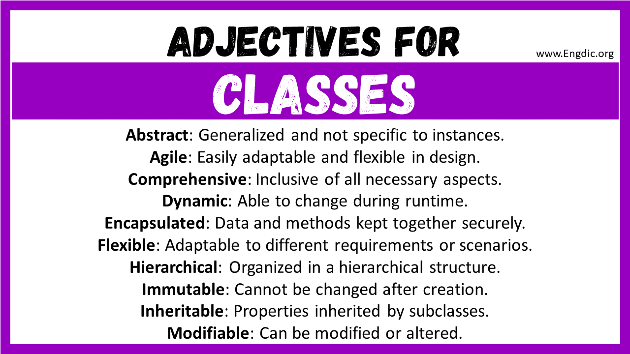 Adjectives for Classes