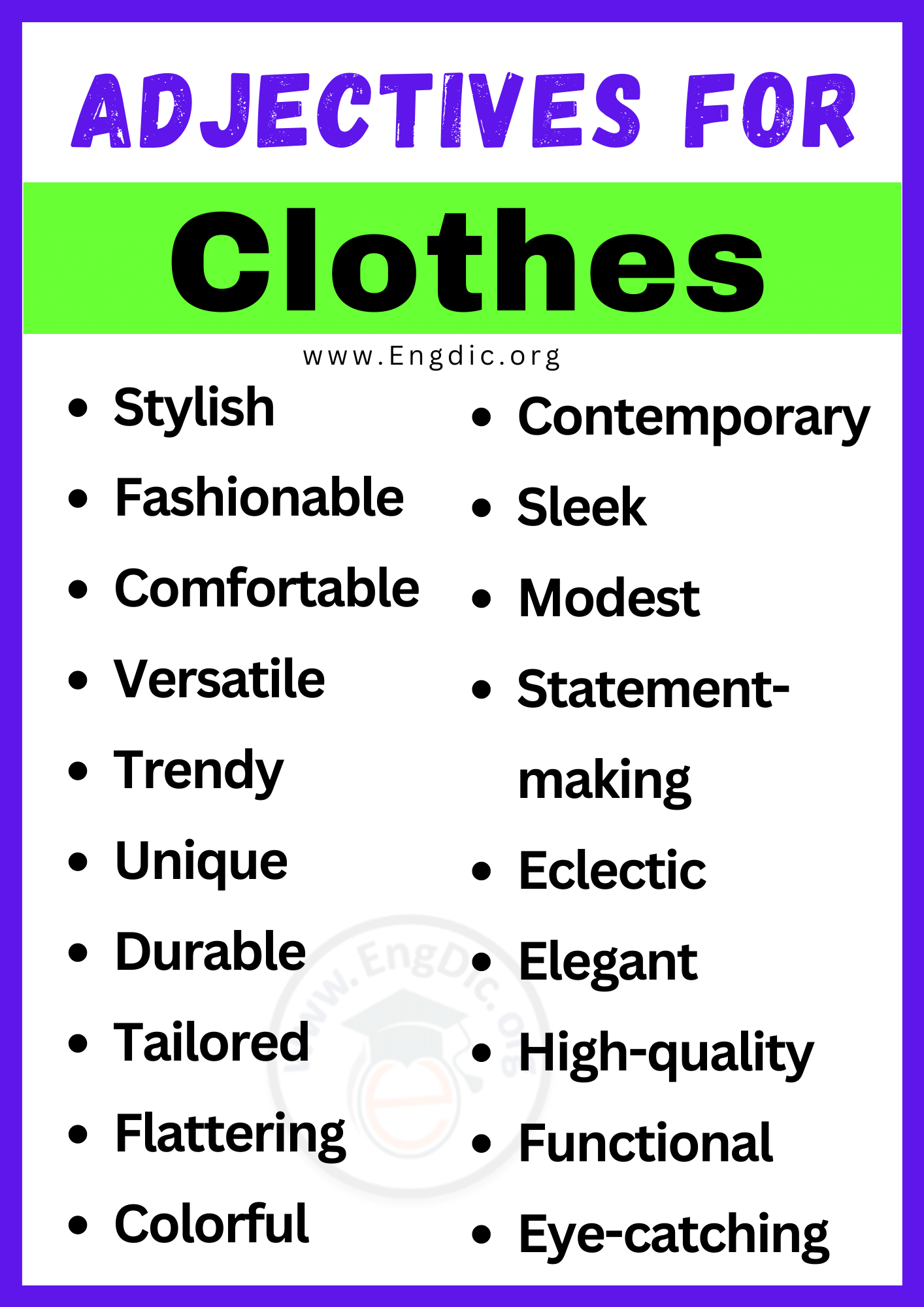 Adjectives for Clothes