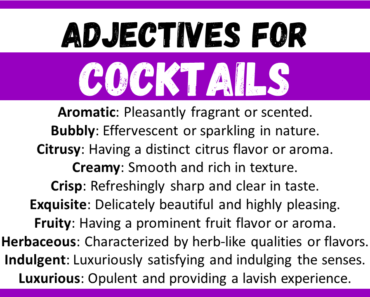 20+ Best Words to Describe Cocktails, Adjectives for Cocktails