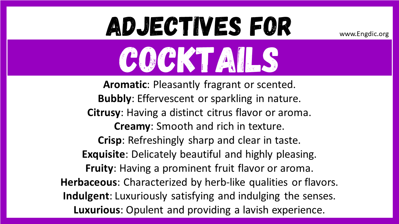 Adjectives for Cocktails