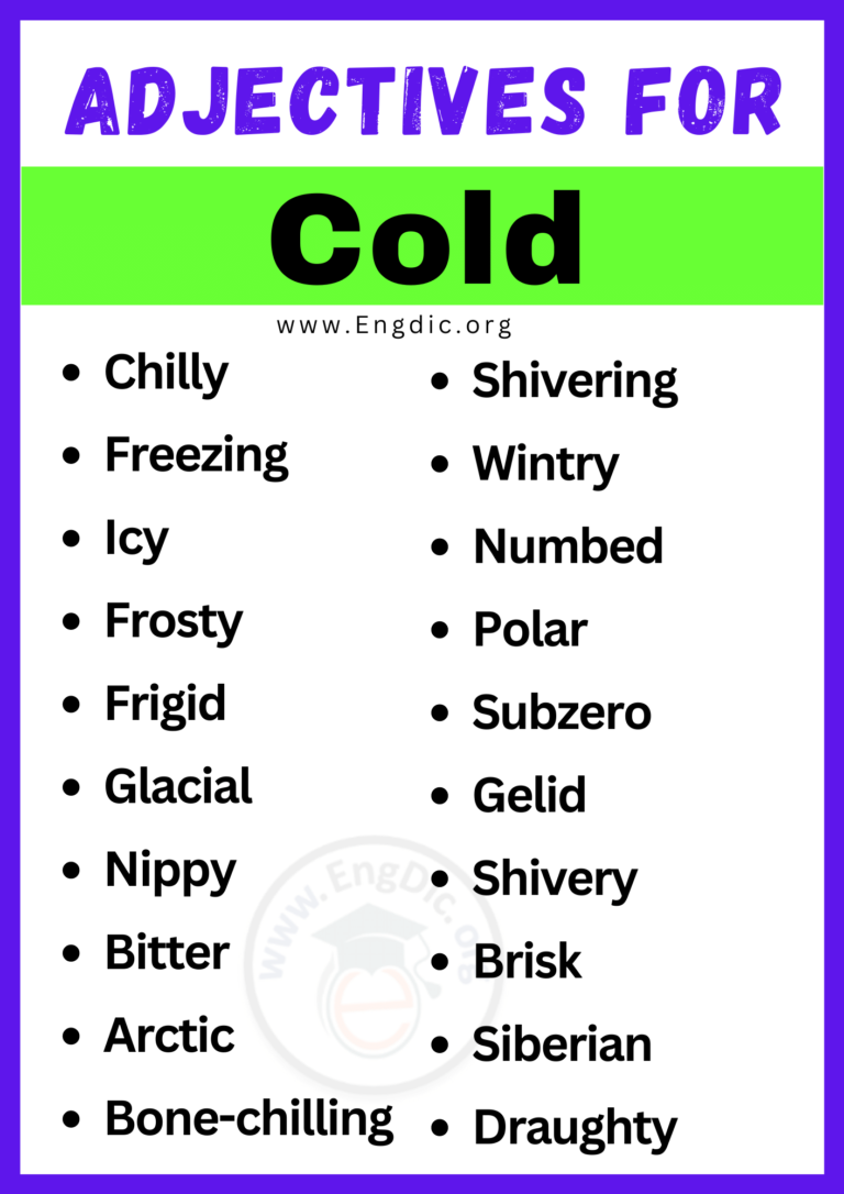 20+ Best Words to Describe Cold, Adjectives for Cold - EngDic