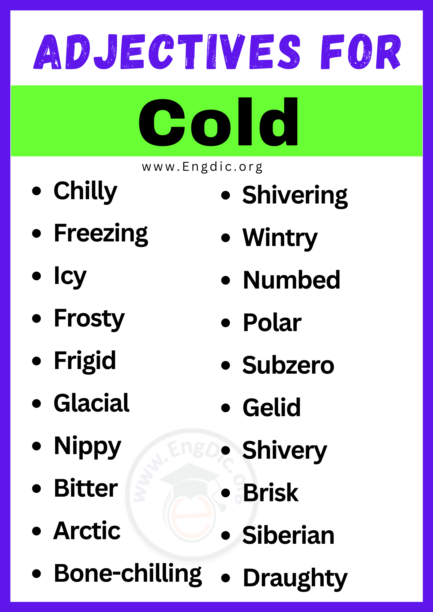Adjectives for Cold