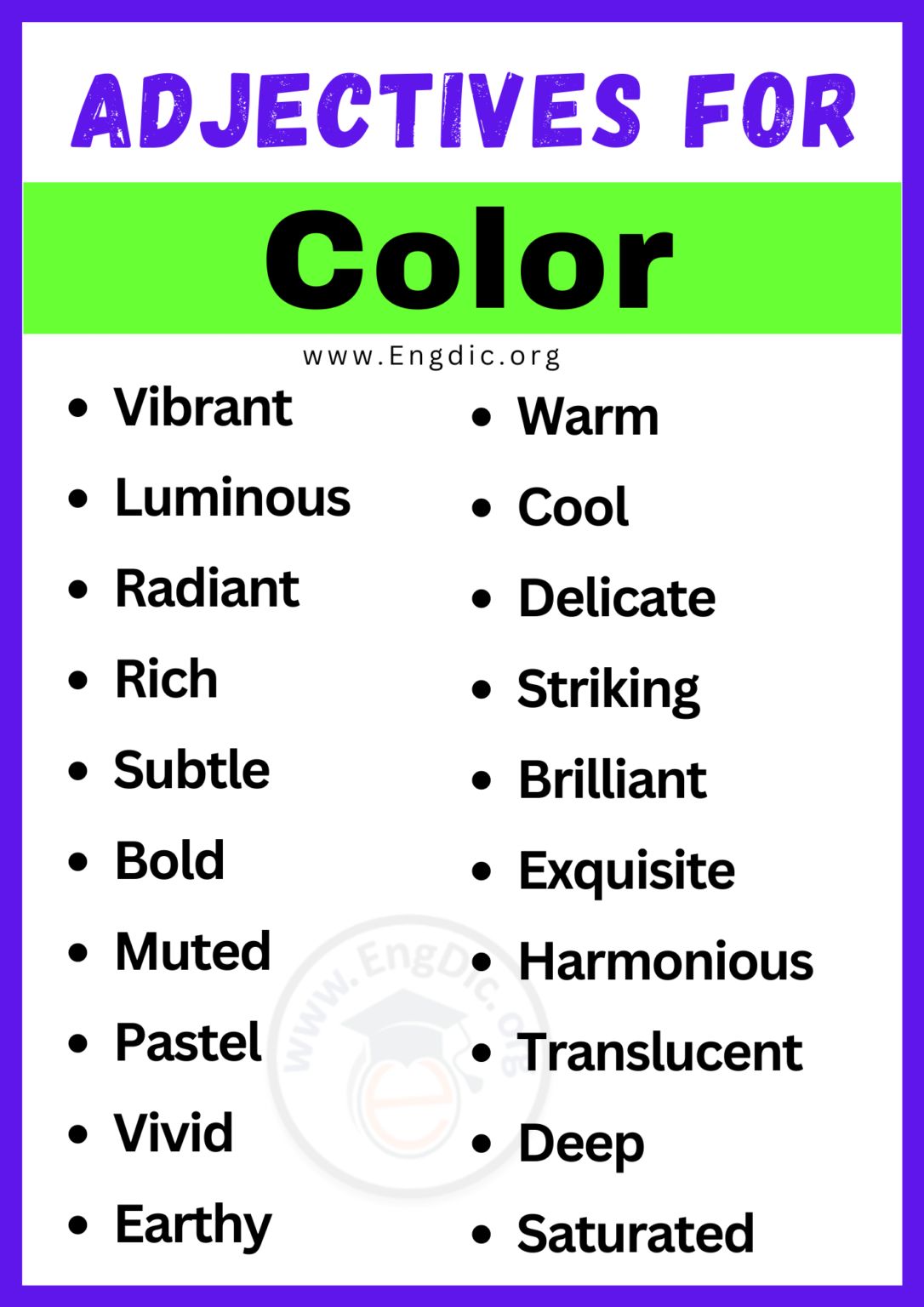 20 Best Words To Describe Color Adjectives For Color Engdic