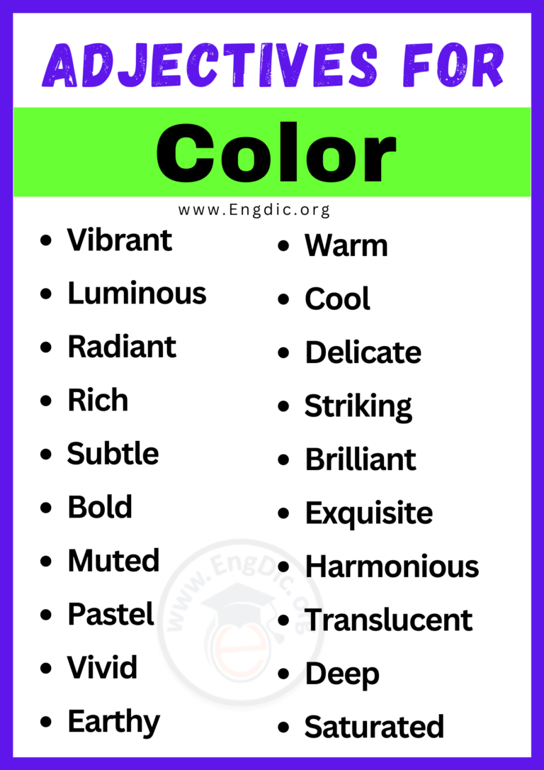 20+ Best Words to Describe Color, Adjectives for Color - EngDic