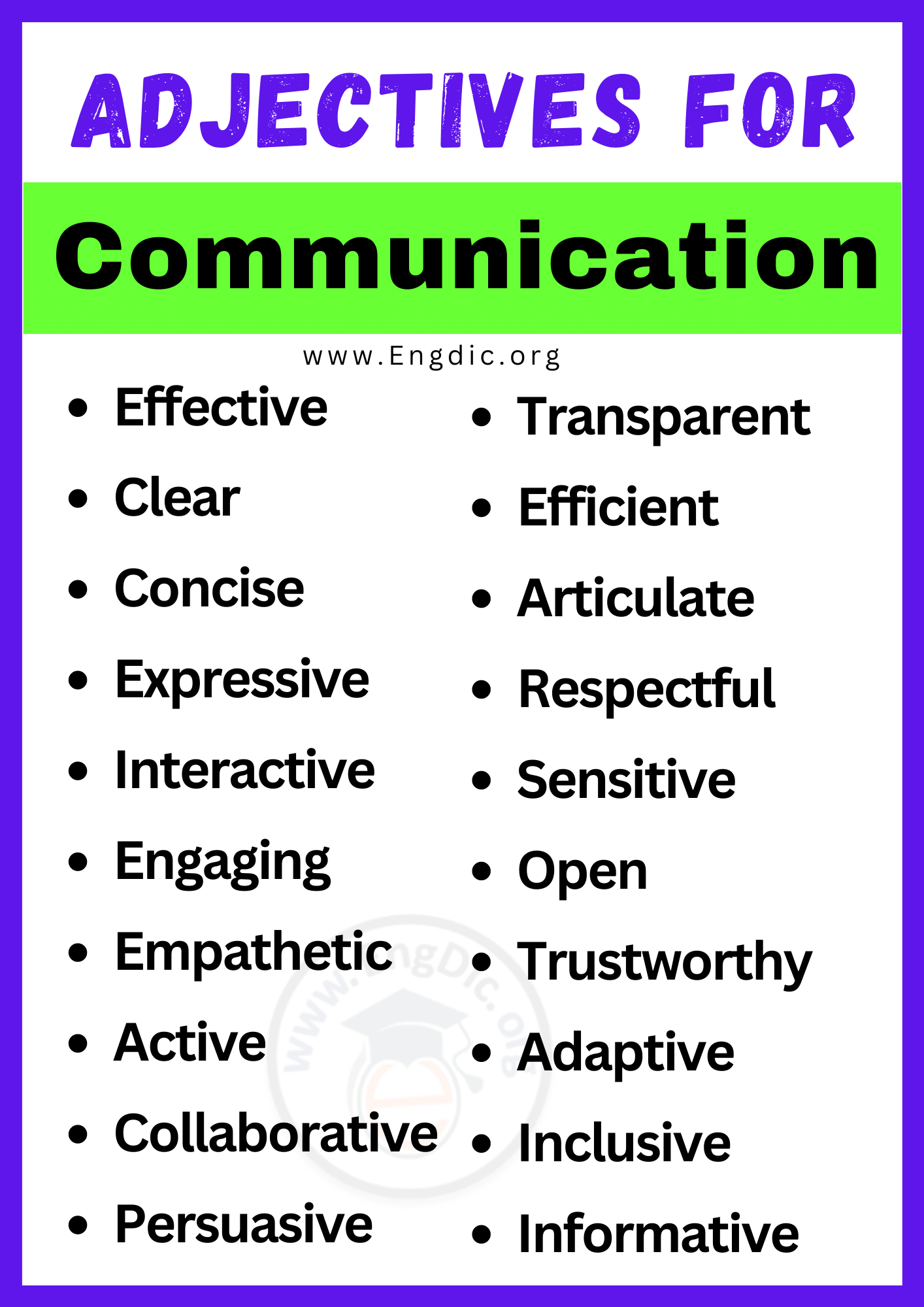 Adjectives for Communication