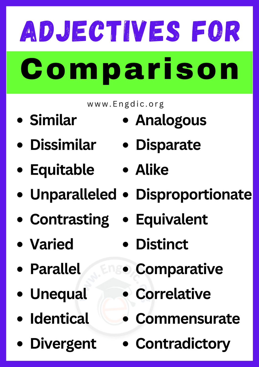 Adjectives for Comparison
