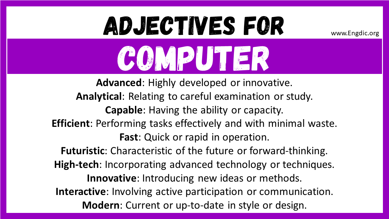 Adjectives for Computer